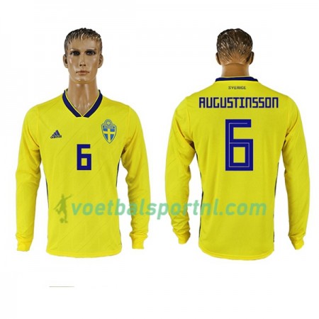 Zweden Augustinsson 6 Thuis Shirt WK voetbal 2018 L/S